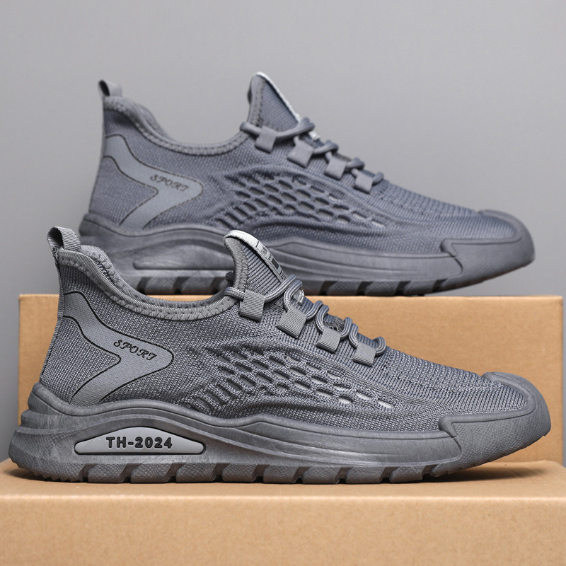 Mesh shoes men's 2025 new breathable fly woven sports shoes soft soled casual shoes versatile low top men's shoes cross-border