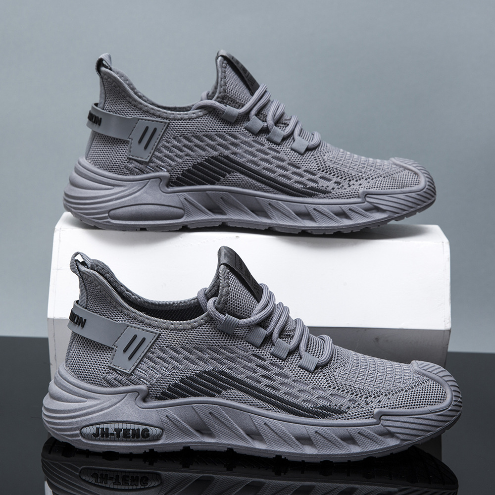 Cross border new woven trendy running shoes with soft soles, comfortable and casual shoes, foreign trade trendy shoes, mesh breathable men's shoes wholesale