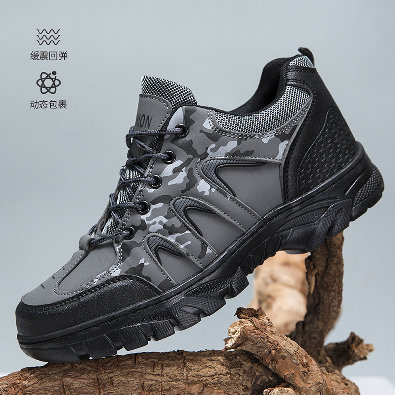 2024 new outdoor camouflage hiking shoes Spring and Autumn new color blocked workwear shoes Cross border men's shoes Lace up sports men's shoes