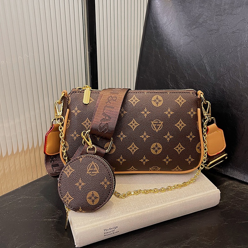 Two piece retro printed women's bag 2024 new fashionable single shoulder underarm bun mother bag versatile commuting diagonal cross bag