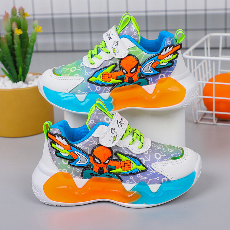 Children's sports shoes for spring and summer 2023, new mesh leather shoes for boys, lightweight running shoes for boys and elementary school students