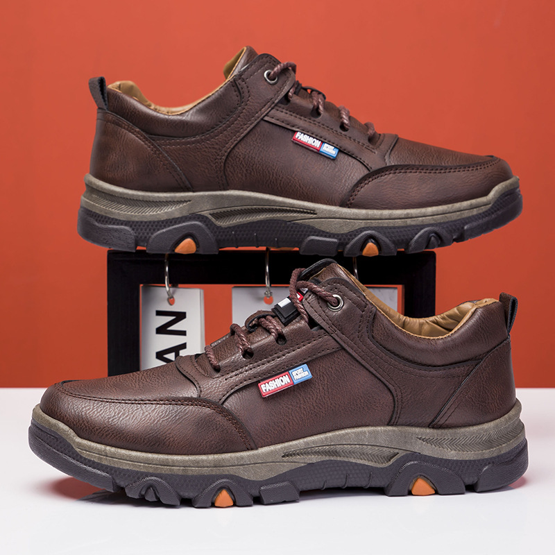 2024 New Men's Casual Business Leather Shoes Outdoor Sports Mountaineering Fashion Middle aged Dad Student Spring Men's Shoes