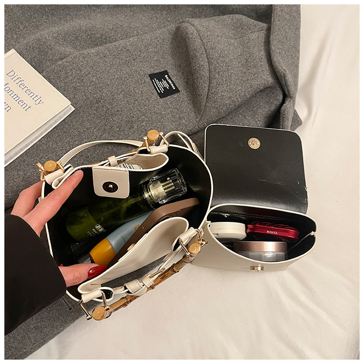 Handbag, women's bag, large capacity single shoulder tote bag, 2025 new foreign trade cross-border trendy bamboo section hand-held letter bag
