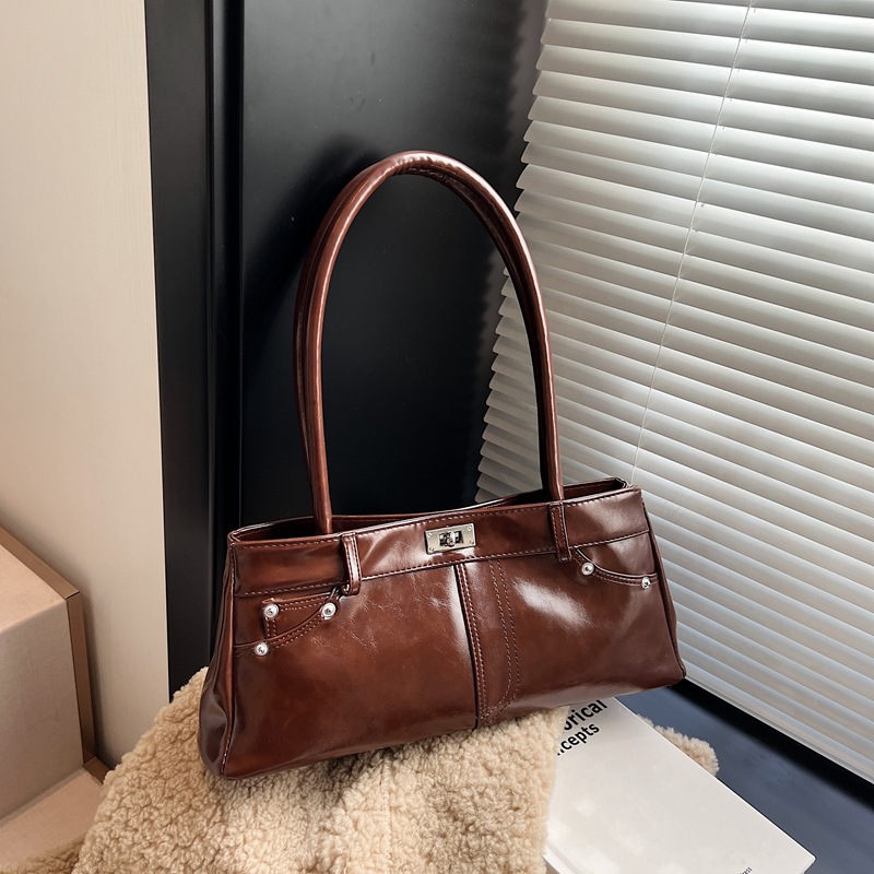 Retro Versatile 2025 New Handheld Women's Bag, Single Shoulder Underarm Bag, Foreign Trade Trend, Simplicity, Luxury, and Niche Platinum Bag