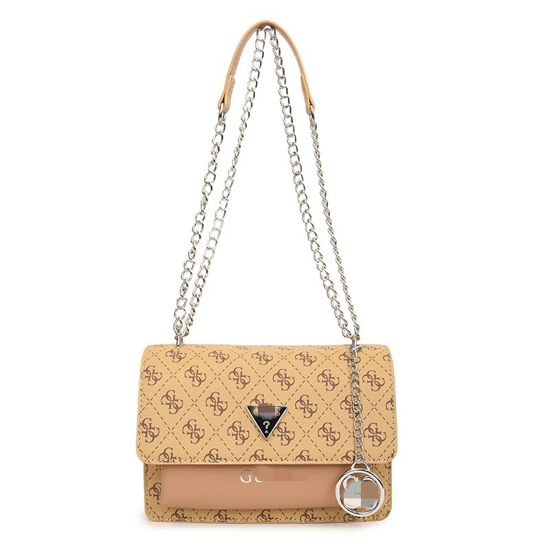 2025 new single shoulder diagonal chain small square bag letter foreign trade cross-border trendy women's bag ins splicing contrasting color bag