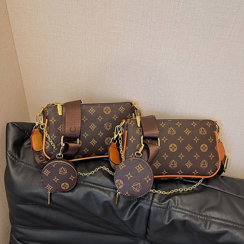 Two piece retro printed women's bag 2024 new fashionable single shoulder underarm bun mother bag versatile commuting diagonal cross bag
