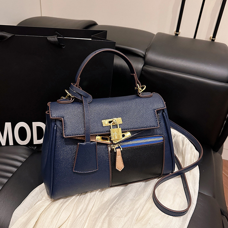 New Pocket Color blocked Beggar Fashion Handheld Kelly Bag for Foreign Trade Cross border Trendy Match 2025 Single Shoulder Diagonal Span Small Square Bag