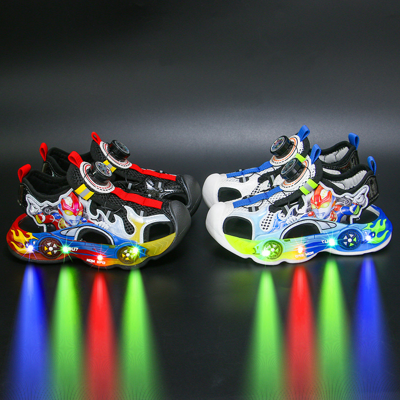 Children's Headline Sandals with Lights 2025 Summer New Style Boys' Shoes Little Boys' Middle and Primary School Sandals