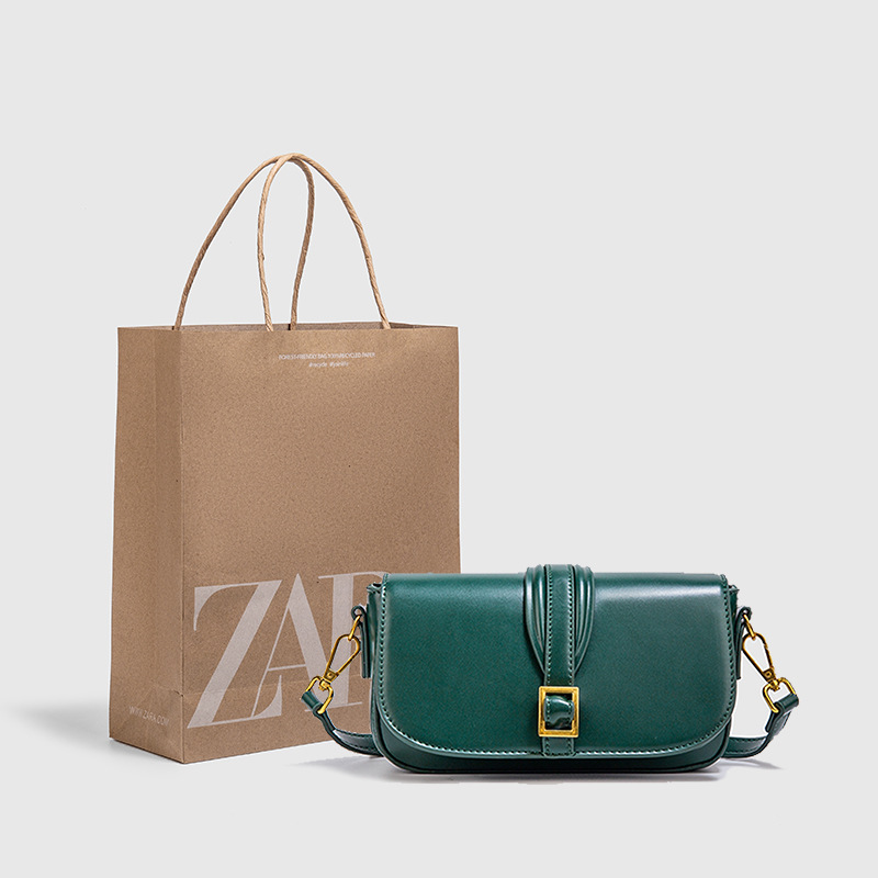 Z Home Bag Cross border New Product Tofu Bag Green Classic Buckle Decoration Single Shoulder Crossbody Bag Mini Versatile Small Square Bag