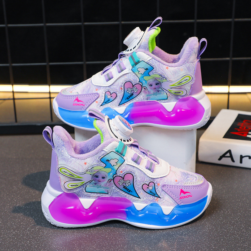 Girls' sports shoes 2023 Spring and Autumn new waterproof leather face Aisha Princess shoes for girls, middle-aged and young children, lightweight running shoes