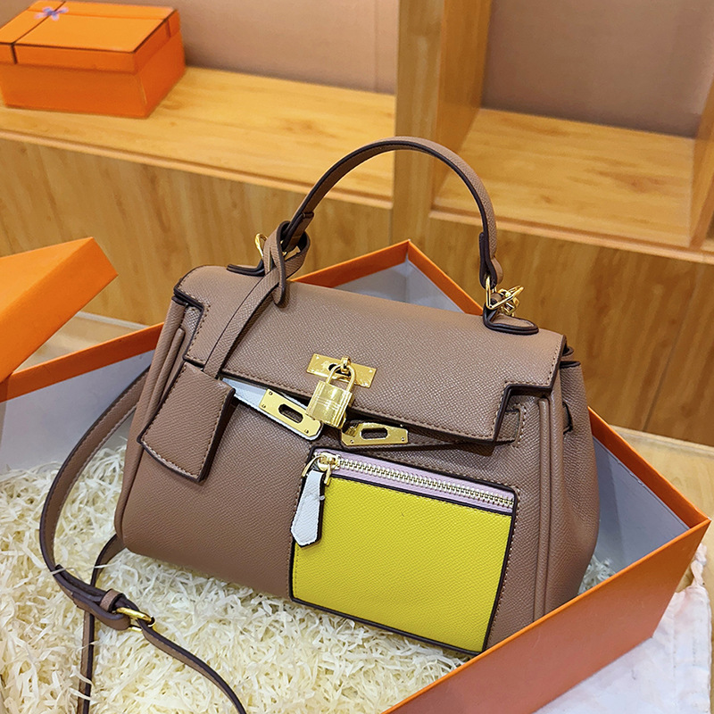 New Pocket Color blocked Beggar Fashion Handheld Kelly Bag for Foreign Trade Cross border Trendy Match 2025 Single Shoulder Diagonal Span Small Square Bag