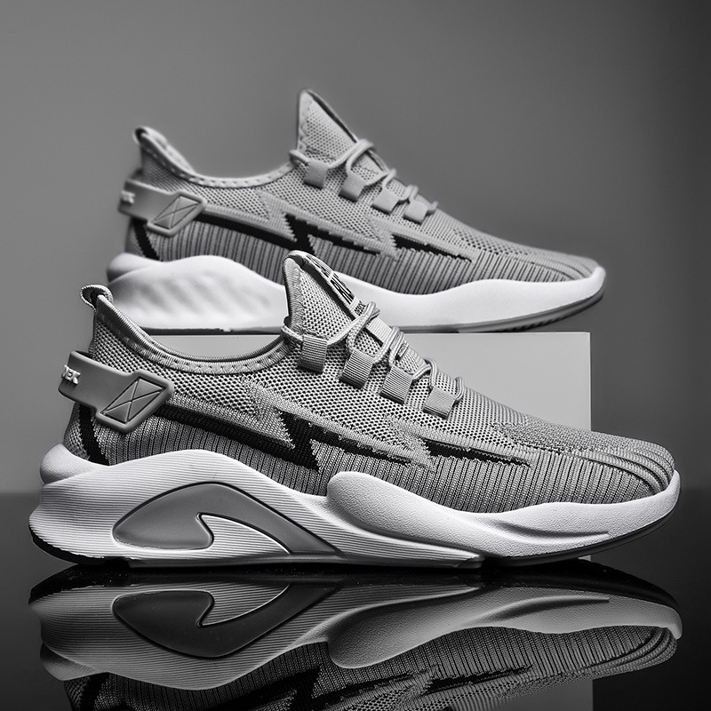 2024 Spring and Summer Men's Shoes Real Fly Weaving Men's Daily Casual Shoes Lace Breathable Running Sports Shoes Wholesale