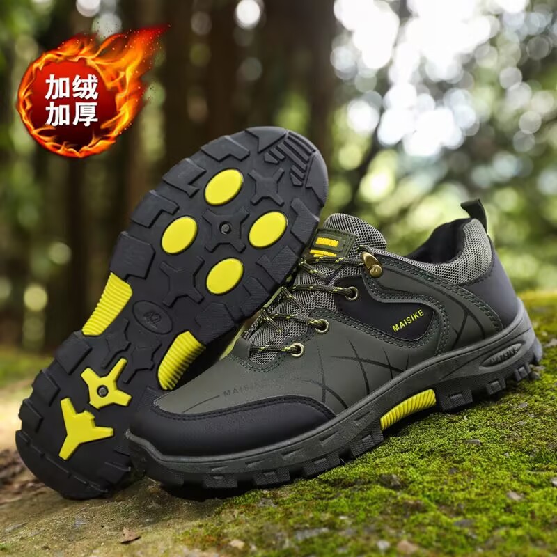 Climbing shoes, cotton shoes, low cut leather surface, warm and oversized cross-border outdoor hiking and off-road shoes, single shoe