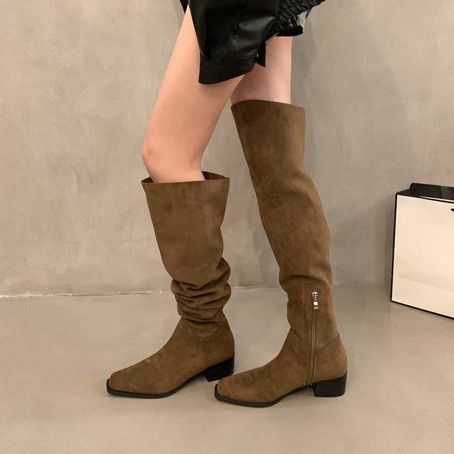 Thick heeled Western cowboy retro knee high boots for women, 2024 new autumn and winter stacking boots, long leg knight boots