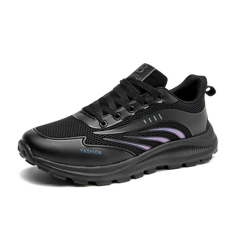 Manufacturer wholesale men's shoes four season solid color sports shoes men's breathable black shoes fashionable soft soled running shoes men