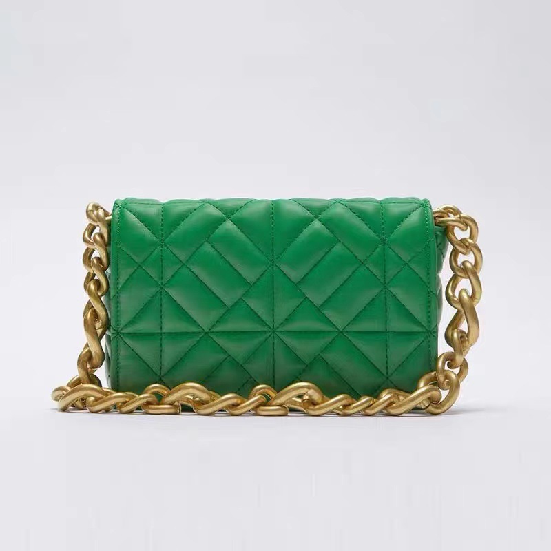 Z Home's popular foreign trade crossbody diamond grid bag 2025 new versatile thick chain single shoulder rice embroidered small square bag