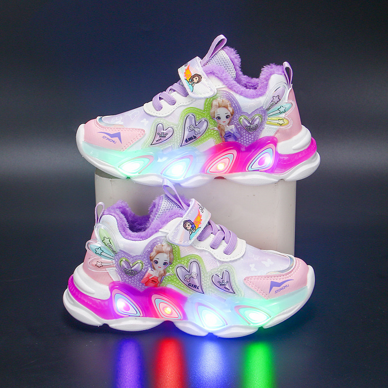 Girls' Shoes 2023 Autumn/Winter New Children's Luminous Shoes, Versatile Korean Version for Girls' Baby Shoes