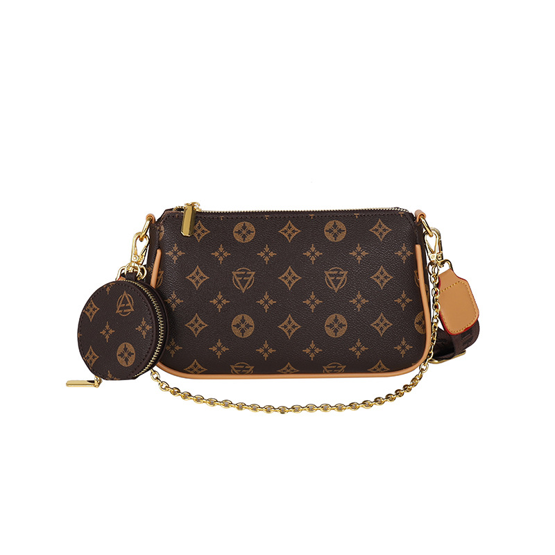 Two piece retro printed women's bag 2024 new fashionable single shoulder underarm bun mother bag versatile commuting diagonal cross bag