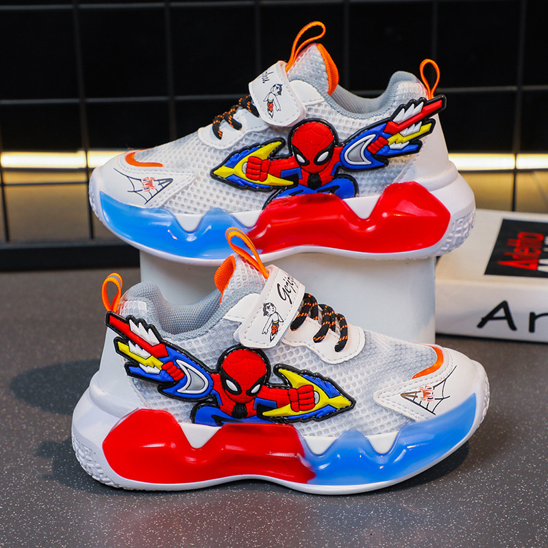Children's sports shoes for spring and summer 2023, new mesh leather shoes for boys, lightweight running shoes for boys and elementary school students