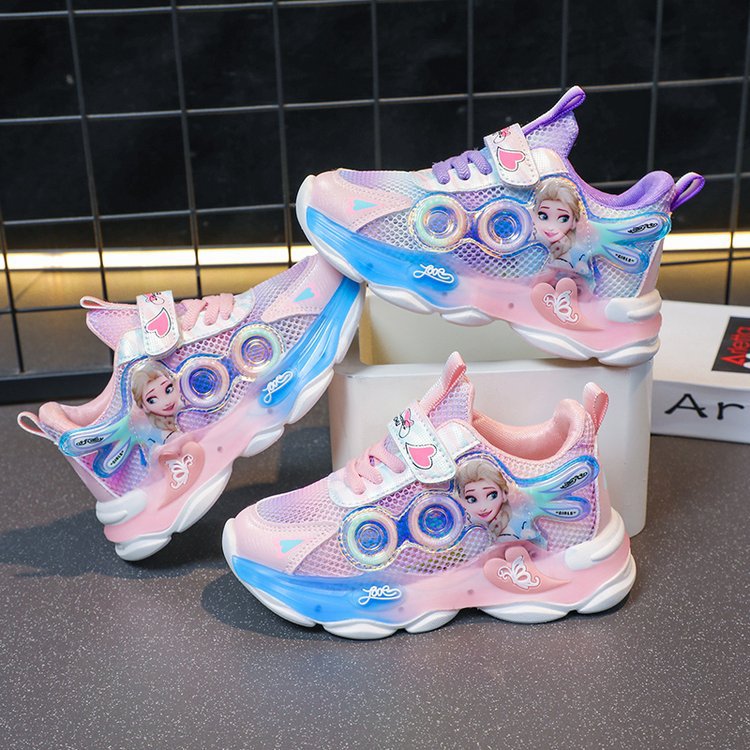 Bright Girl's Shoes Spring and Autumn New Children's Sports Shoes Versatile Girl Breathable Mesh Girl Baby Student Shoes