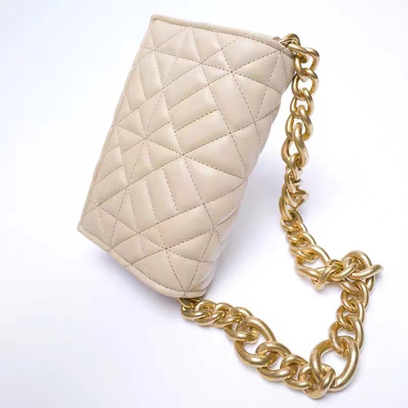 Z Home Bag New Product Small Fragrant Style Lingge Cross Shoulder Thick Chain Large Capacity Embroidered Women's Bag Versatile Underarm Square Bag
