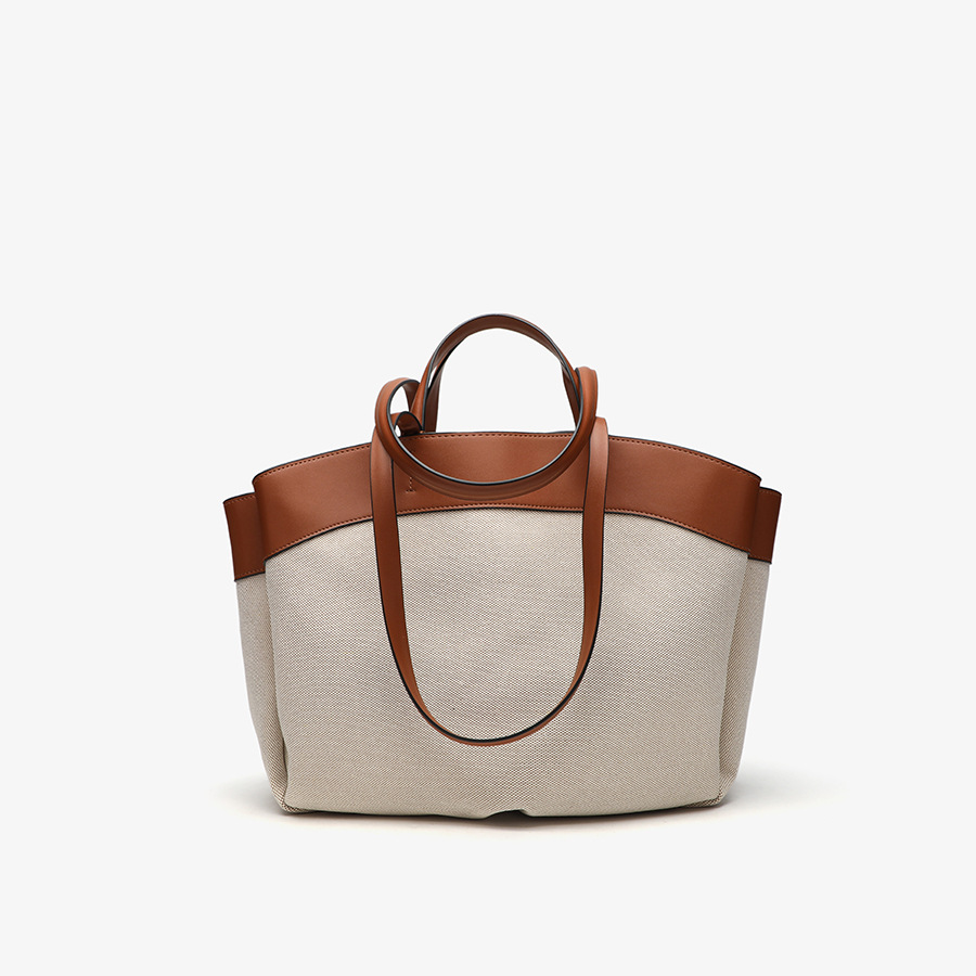 ZA Home Canvas Bag for Women 2025 New Product Fashion Splicing Large Capacity Commuter Shopping Bag Handheld Single Shoulder Tote Bag
