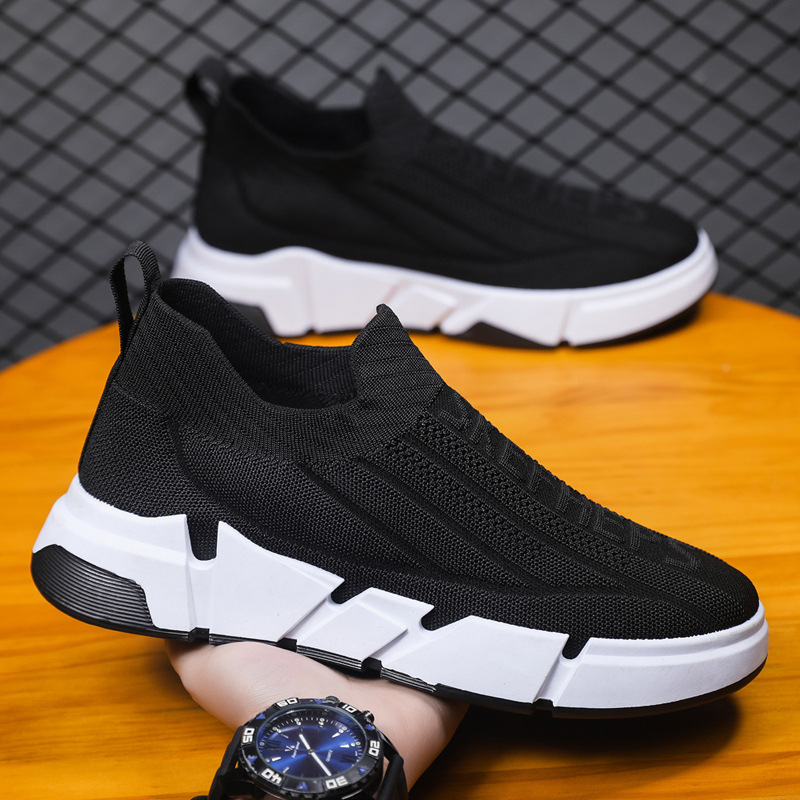 2023 Spring Men's Casual Sneakers Flyknit Mesh Socks, One Step Shoes, Cross border Large Men's Shoes