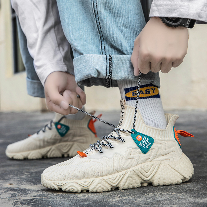 Cross border 2024 new summer men's shoes fashion Korean version casual shoes student fly woven socks shoes men's sports shoes