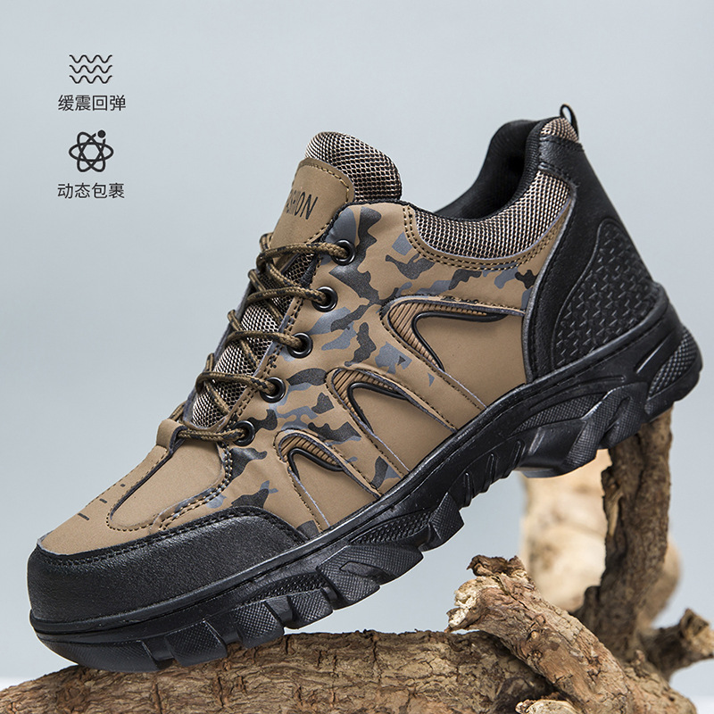 2024 new outdoor camouflage hiking shoes Spring and Autumn new color blocked workwear shoes Cross border men's shoes Lace up sports men's shoes