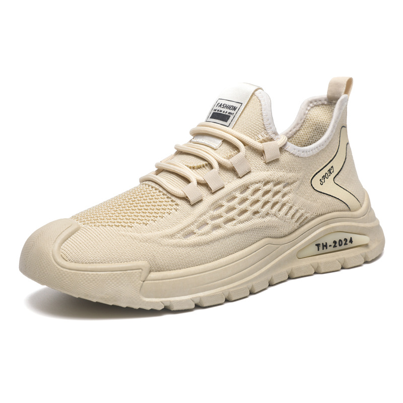 Mesh shoes men's 2025 new breathable fly woven sports shoes soft soled casual shoes versatile low top men's shoes cross-border