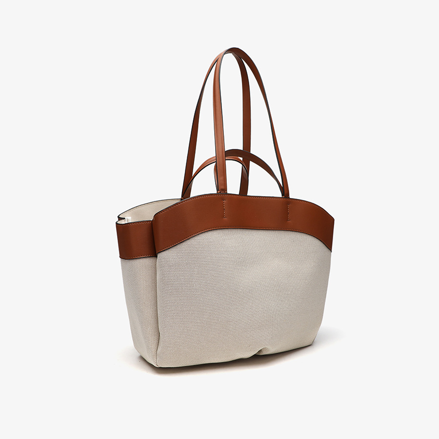 ZA Home Canvas Bag for Women 2025 New Product Fashion Splicing Large Capacity Commuter Shopping Bag Handheld Single Shoulder Tote Bag