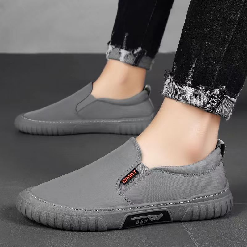 Cross border summer ice silk men's shoes, umbrella cloth, breathable casual sports shoes, driving shoes, lazy canvas, one foot shoes