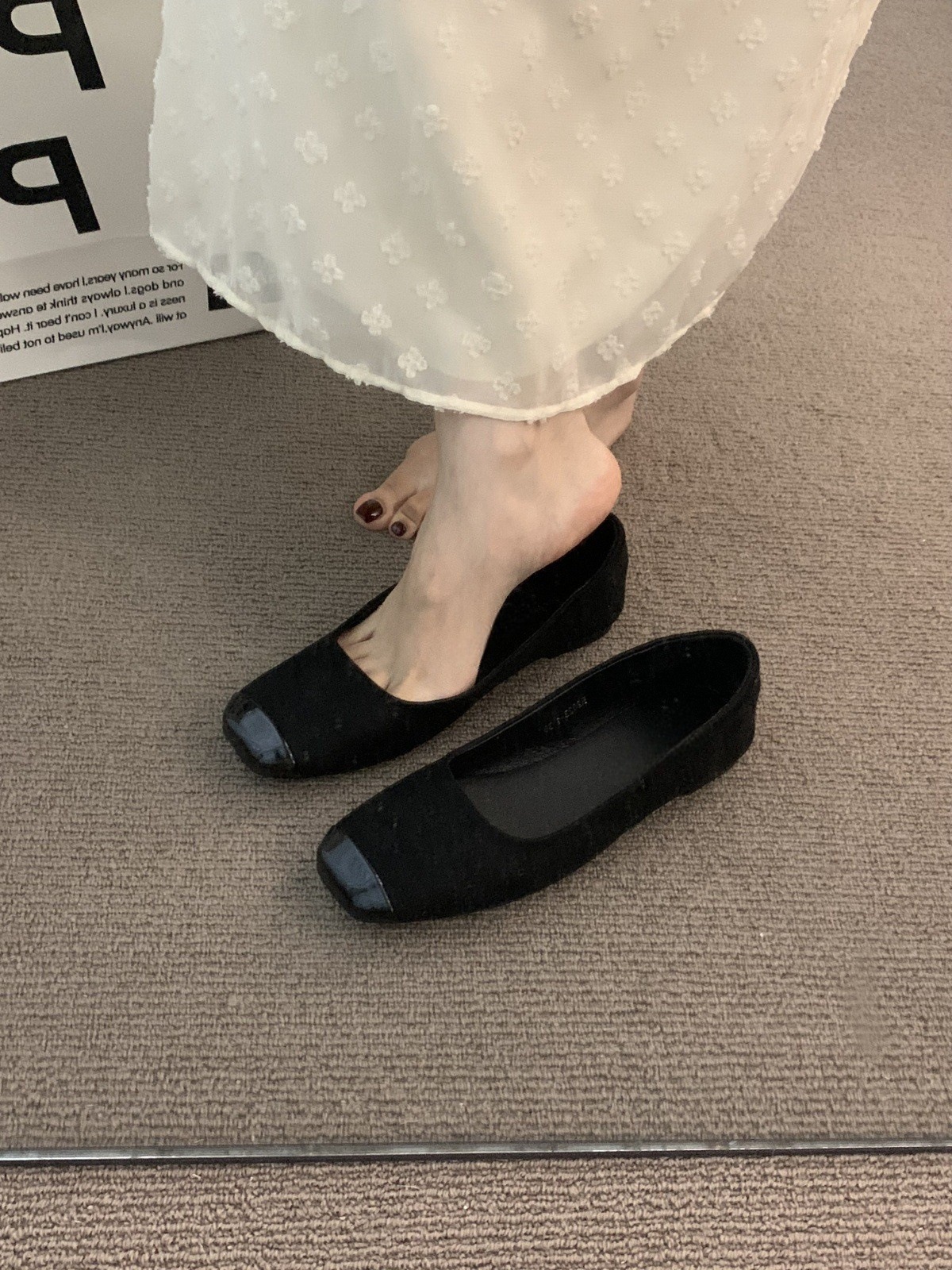Flat bottomed French temperament Apricot single shoes Fairy women's shoes Spring and Autumn 2024 new summer gentle small fragrant style Evening grandma shoes