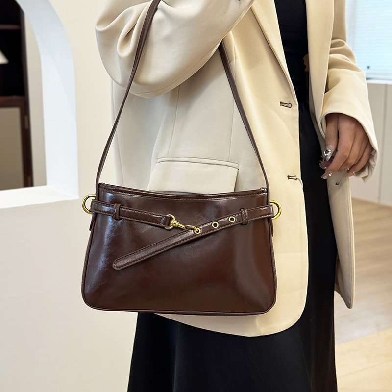 25 new high-end texture bags for foreign trade, women's fashionable commuting armpit bags, cross-border popular retro single shoulder diagonal cross bags