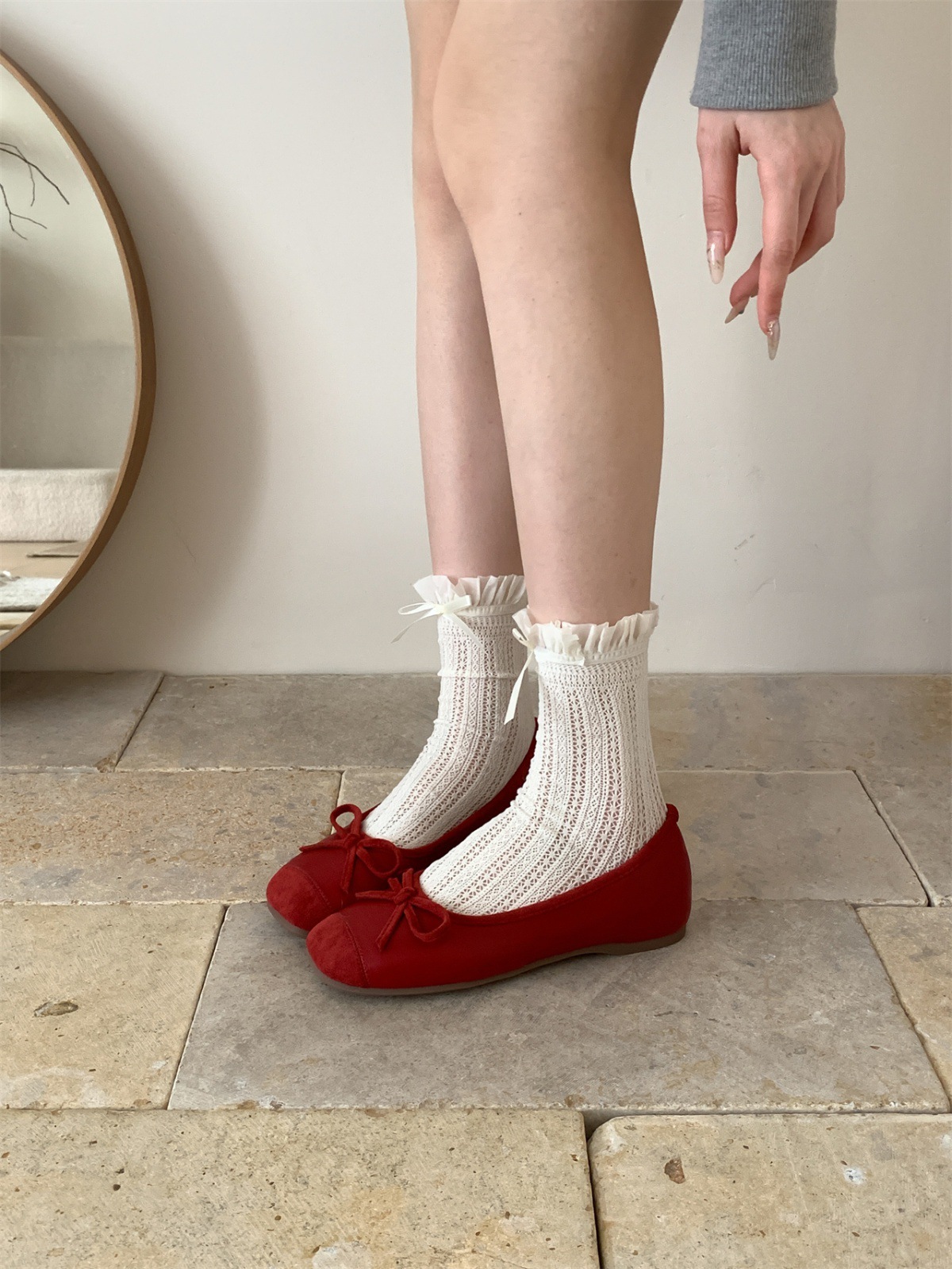 Interior Height Enhancement Edition~French Bow Shallow Mouth Single Shoes for Women Spring and Autumn Gentle Pink Soft Bottom Ballet Evening Shoes