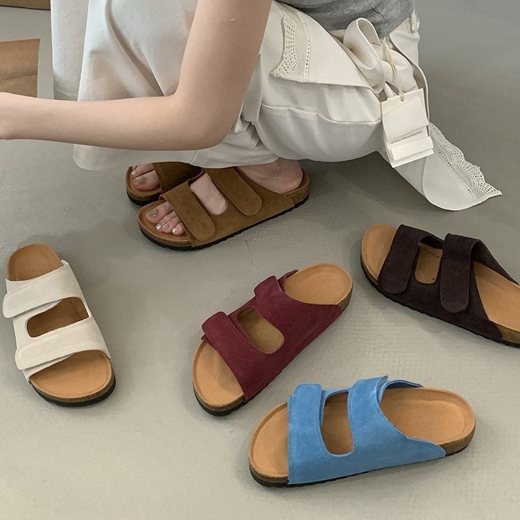 Velcro Boken shoes thick soled slippers for women's summer outdoor wear soft soled 2025 flat bottomed Boken ugly cute cool slippers trendy