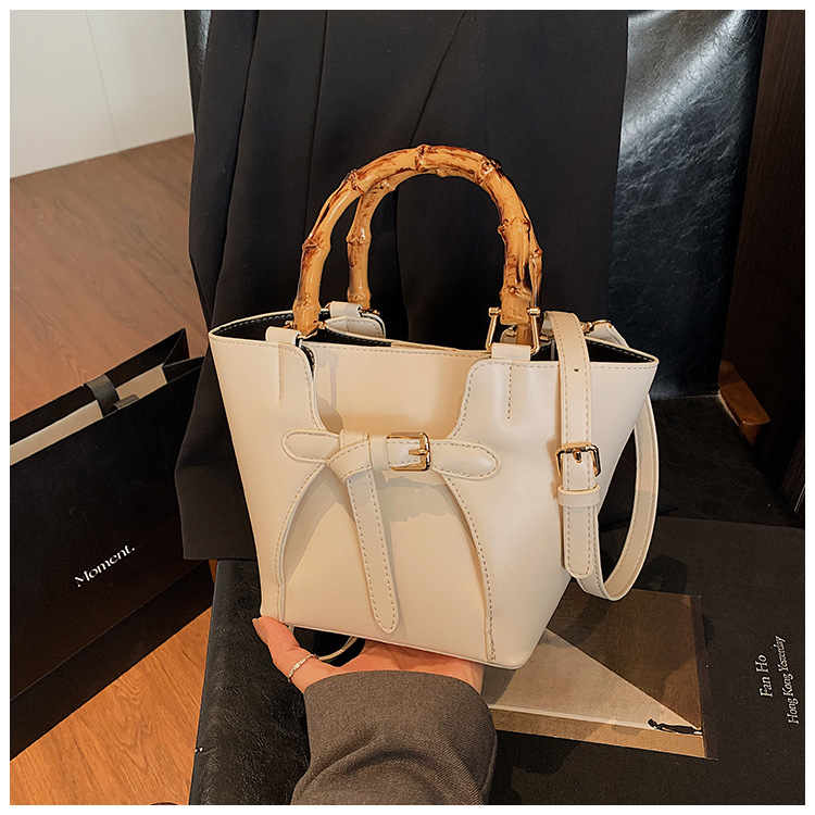 Handbag, women's bag, large capacity single shoulder tote bag, 2025 new foreign trade cross-border trendy bamboo section hand-held letter bag