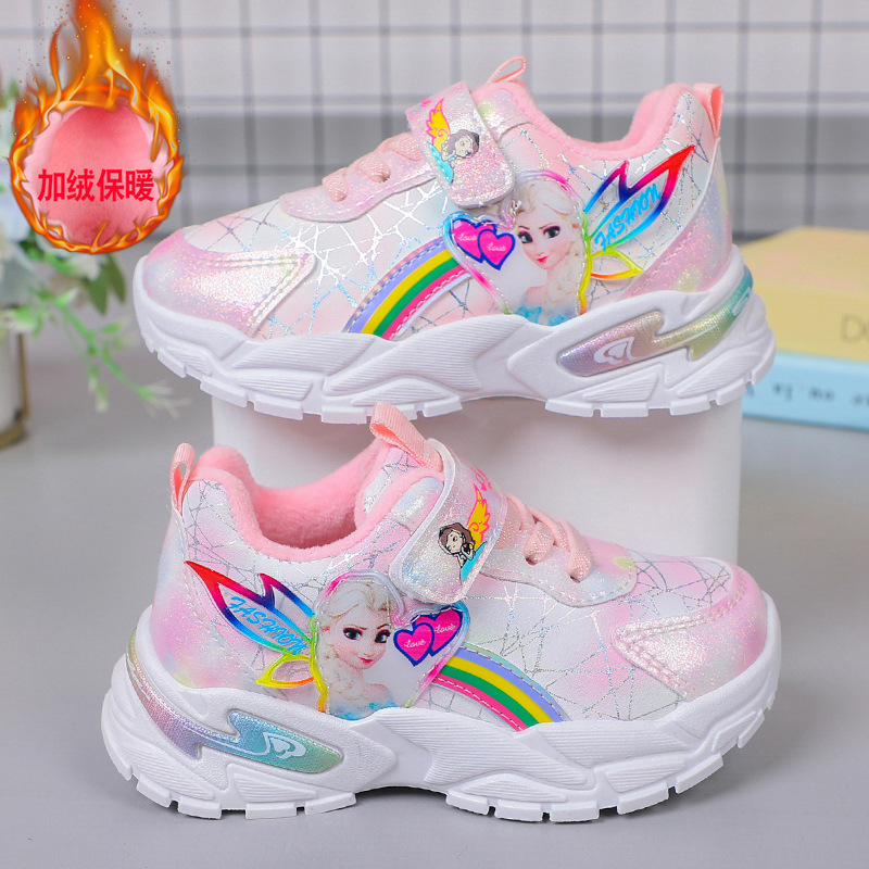 Girls' shoes for spring and autumn, versatile soft soled waterproof leather surface, girls' sports shoes, girls' elementary school princess shoes