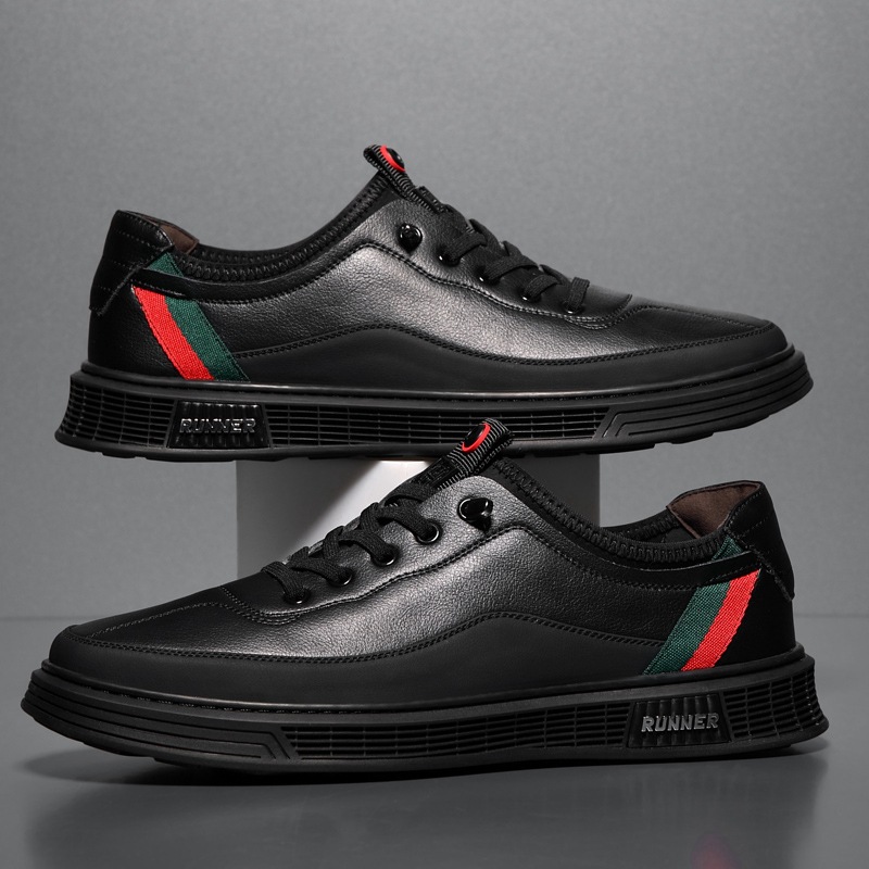 2024 Summer New Men's Shoes Breathable Trendy Brand Soft soled Leather Shoes White Shoes Student Board Shoes British Fashion Casual