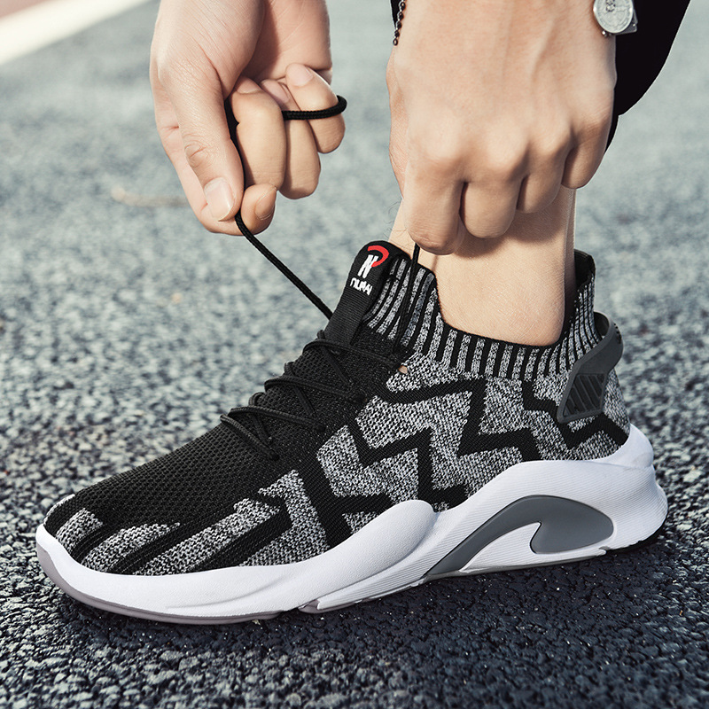 2024 Men's Shoes Summer Breathable Flyknit Sneakers Student Sports Shoes Cross border Casual Running Versatile