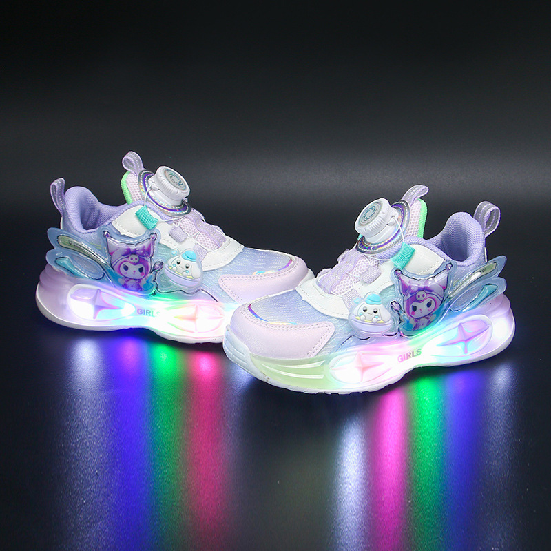 Light up girls' sports shoes with breathable and lightweight mesh, versatile girls' shoes, small and medium-sized internet famous shoes, girls' shoes