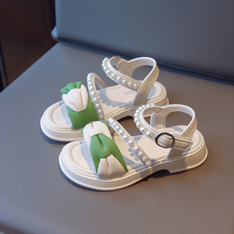 Girls' Sandals Summer New Collection Children's Pearl Shoes Versatile Fashion Princess Shoes Baby Girls' Beach Shoes
