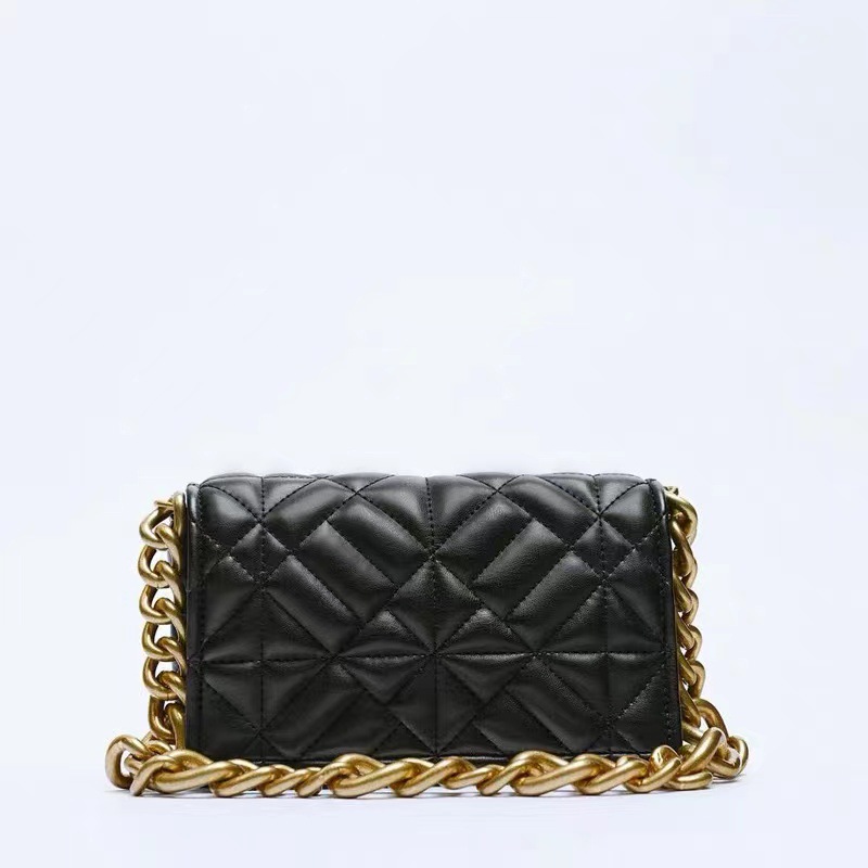 Z Home Bag New Product Small Fragrant Style Lingge Cross Shoulder Thick Chain Large Capacity Embroidered Women's Bag Versatile Underarm Square Bag