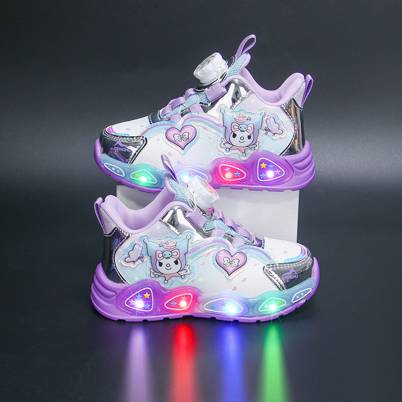 Bright up girls' sports shoes for autumn and winter 2024, new with plush insulation for girls' shoes, small and medium-sized girls' baby shoes