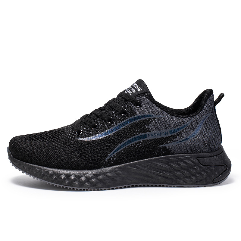 Cross border autumn new low top running shoes trend fly woven breathable casual shoes men's sports shoes lace up men's shoes wholesale