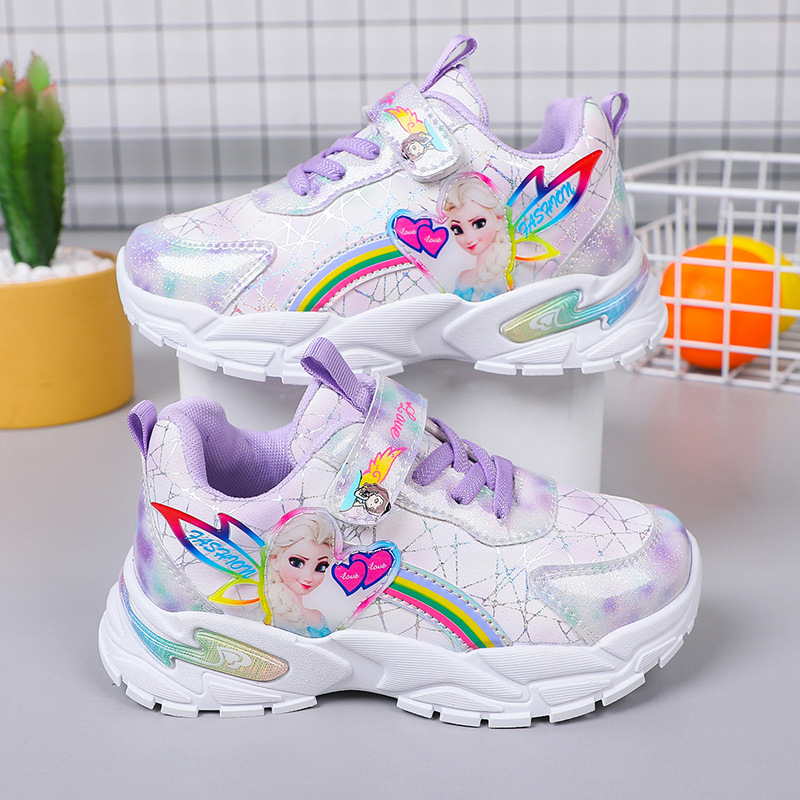 Girls' shoes for spring and autumn, versatile soft soled waterproof leather surface, girls' sports shoes, girls' elementary school princess shoes