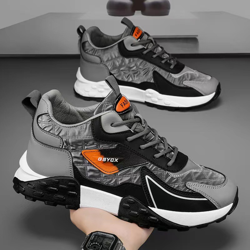 Cross border sports shoe manufacturer wholesales autumn new fashionable casual shoes with thick sole and high visibility, soft sole and comfortable men's shoes