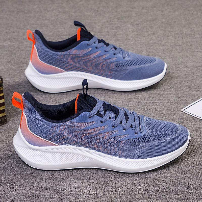 Cross border autumn and winter new men's shoes, fly woven casual sports shoes, student travel shoes, foreign trade single shoes, comfortable running shoes for men
