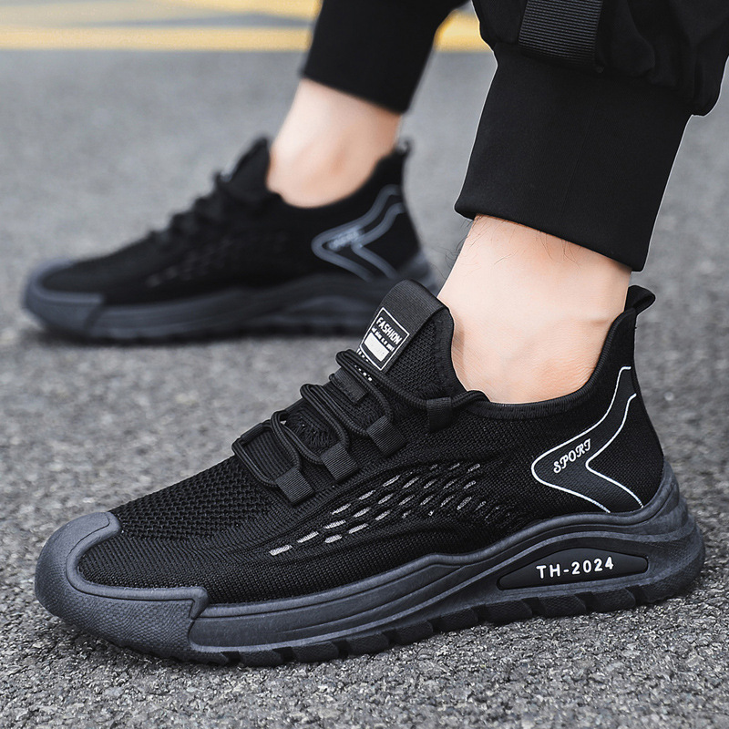 Mesh shoes men's 2025 new breathable fly woven sports shoes soft soled casual shoes versatile low top men's shoes cross-border