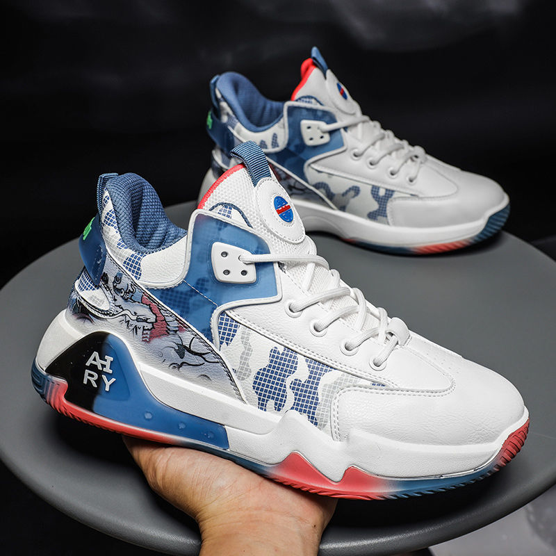 Factory wholesale cross-border autumn men's shoes new basketball sports shoes men's casual PU face lace up running youth shoes